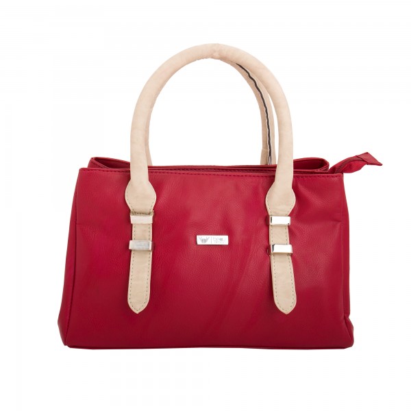 Beau Design Stylish  Red Color Imported PU Leather  Handbag With Double Handle For Women's/Ladies/Girls